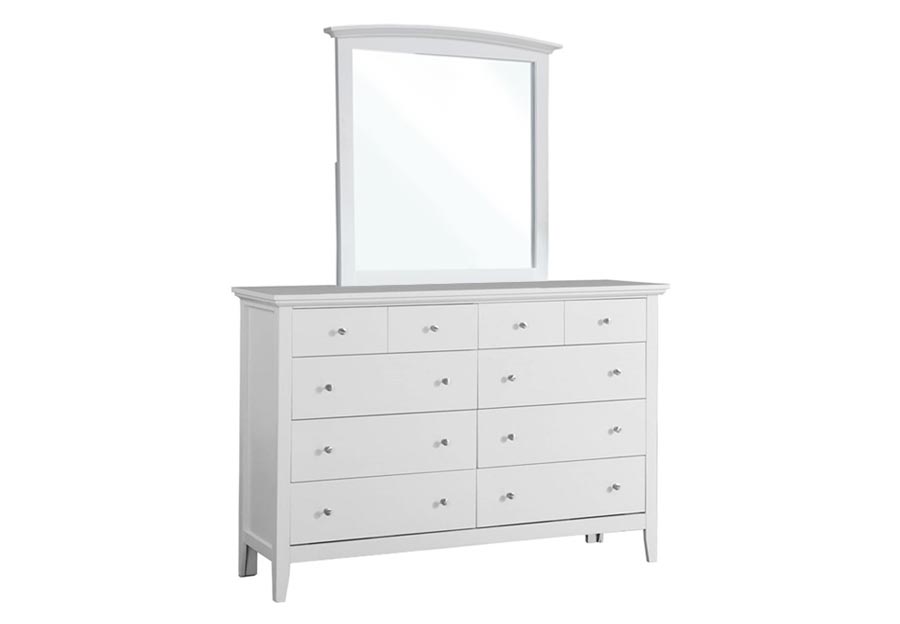 Lifestyle Jill White Queen Panel Bed, Dresser and Mirror