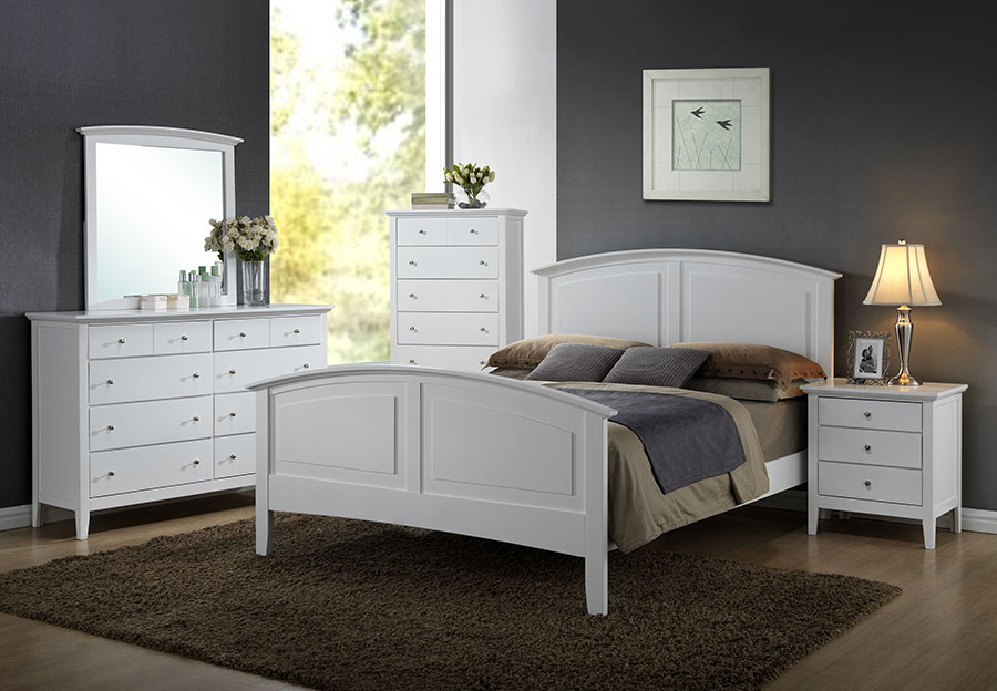 Lifestyle Jill White King Panel Bed, Dresser and Mirror
