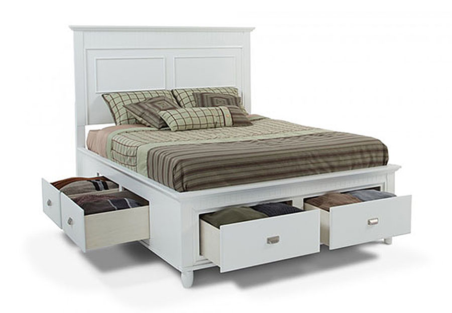 Elements Spencer White King Storage Bed, Storage Bed King Size White