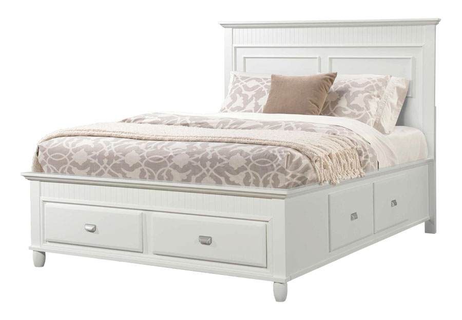 Elements Spencer White King Storage Bed, Dresser, and Mirror