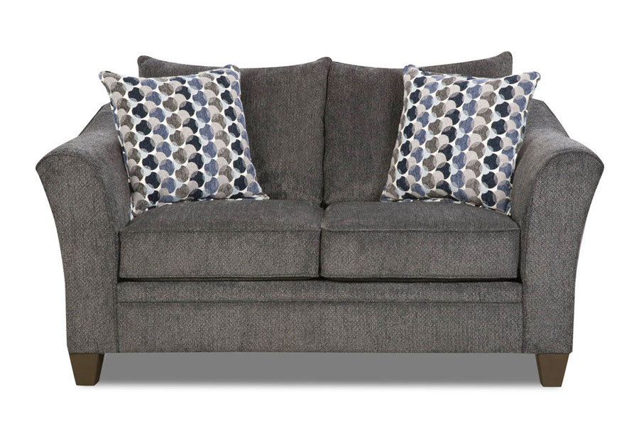Lane Albany Slate Loveseat with Bubbles Ink Accent Pillows