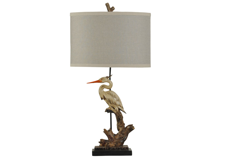 StyleCraft Egret-On-A-Branch Table Lamp with Oval Shade