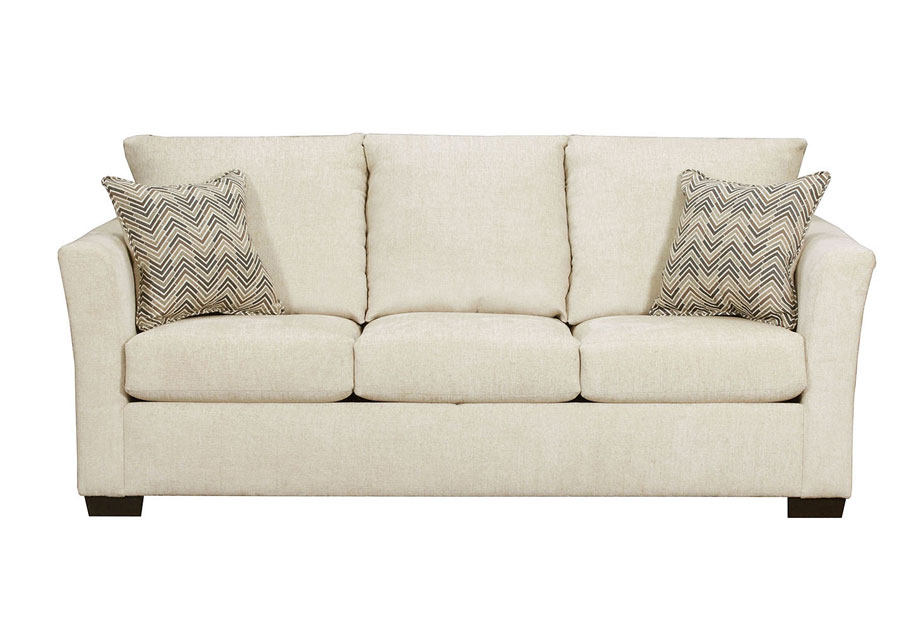 Lane Elan Linen Sofa with Webster Olive Accent Pillows
