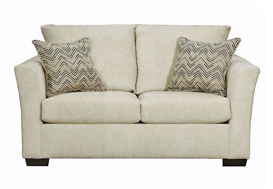 Lane Elan Linen Loveseat with Webster Olive Accent Pillows