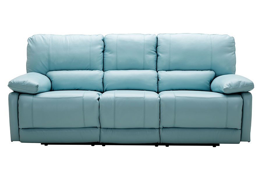 Kuka Maui Light Blue Power Reclining Leather Match Sofa