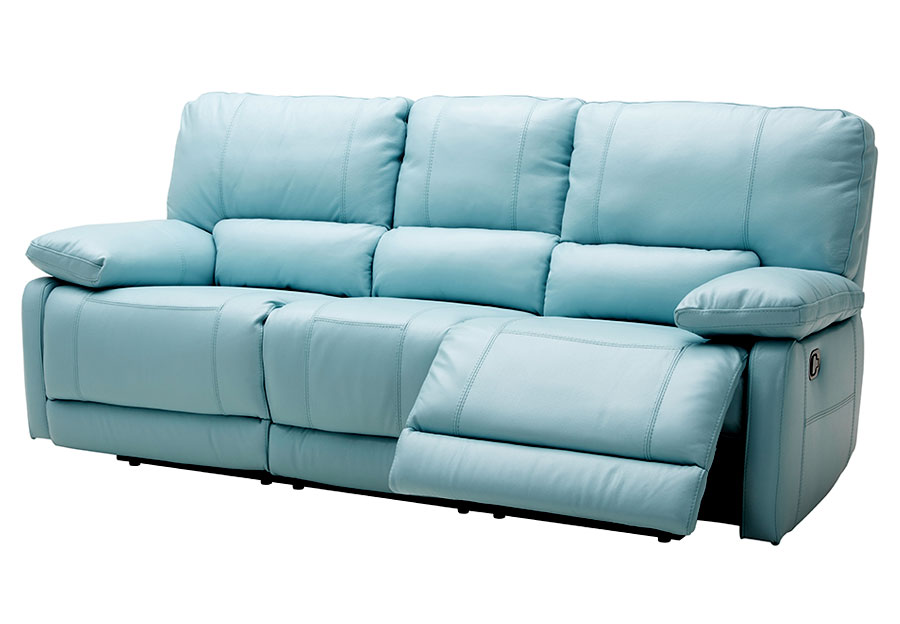 Kuka Maui Light Blue Reclining Leather Match Sofa