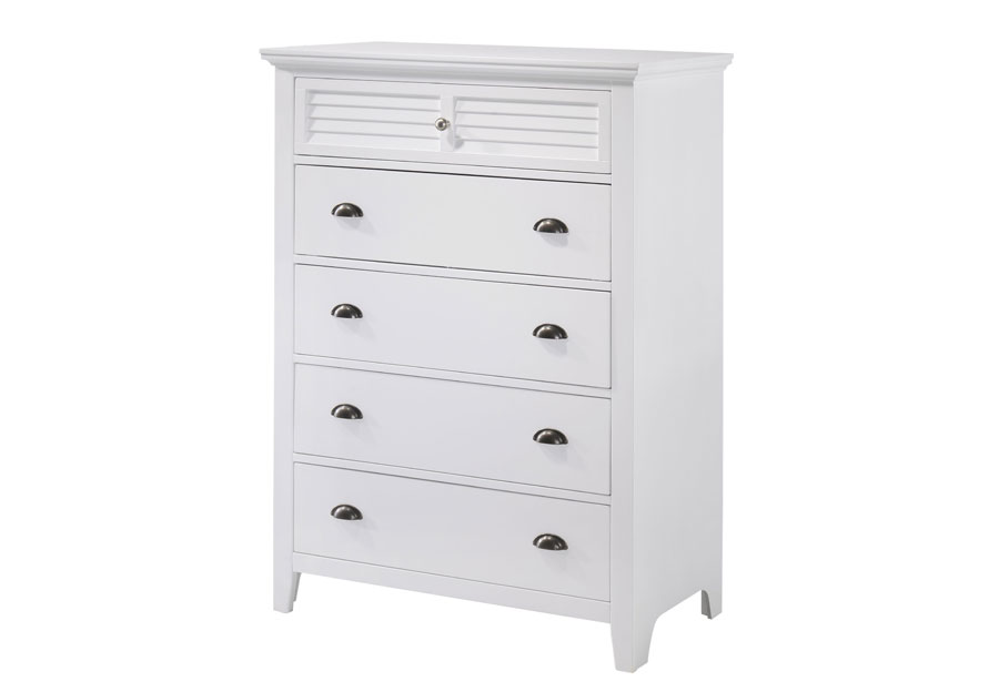 Lifestyle Shutter White Five-Drawer Chest