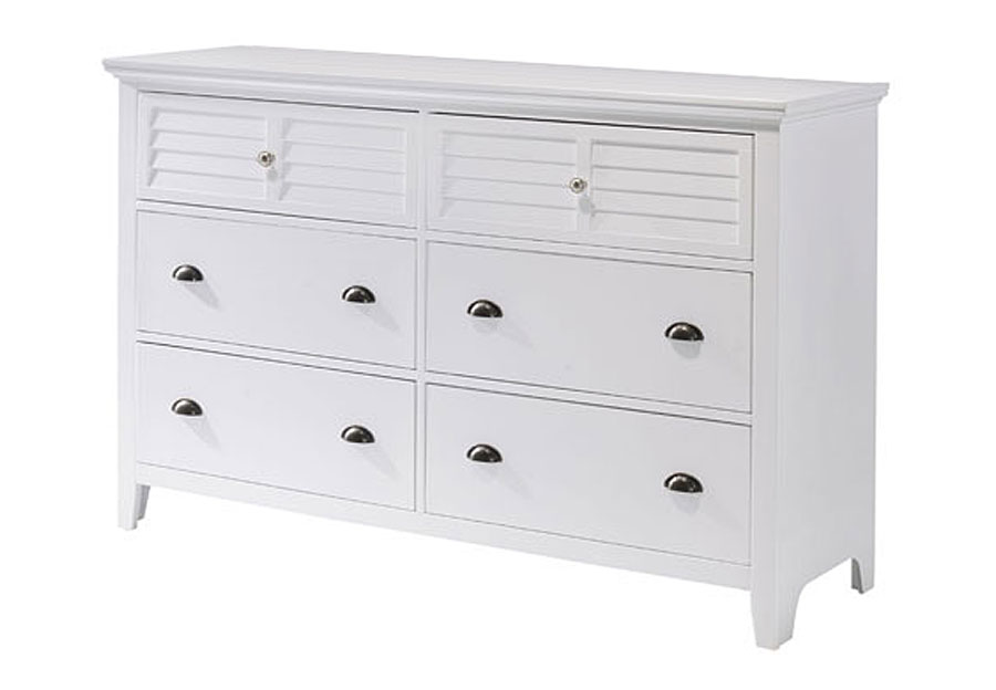Lifestyle Shutter White Six-Drawer Dresser