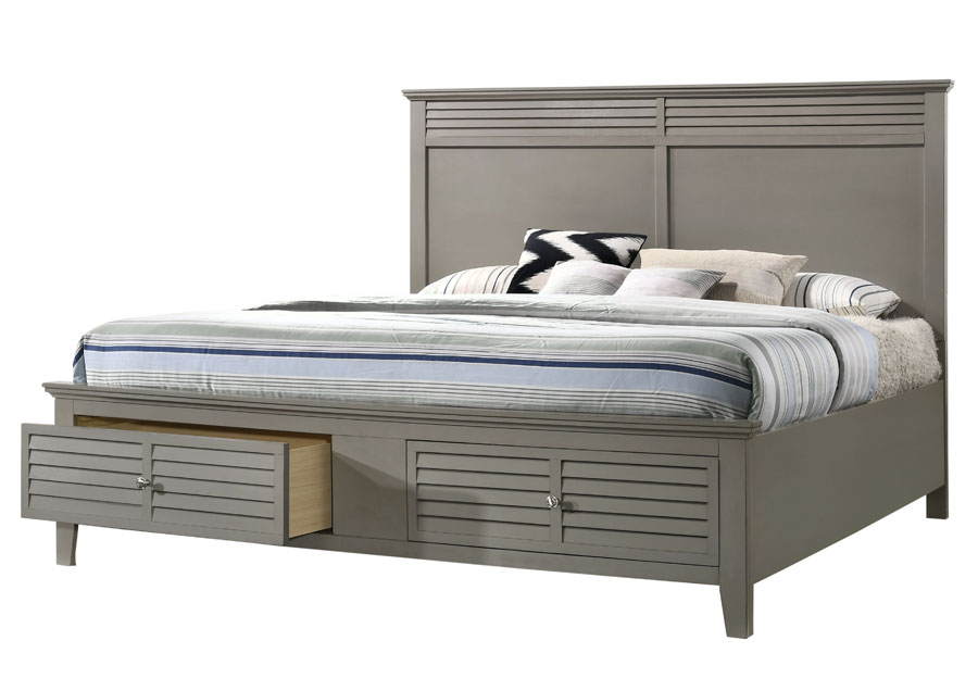 Lifestyle Shutter Grey Queen Storage Bed, Dresser, and Mirror