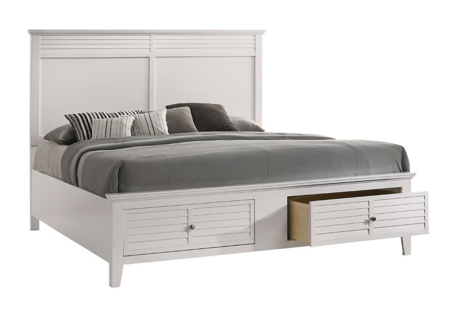 Lifestyle Shutter White Queen Storage Bed, Dresser, and Mirror