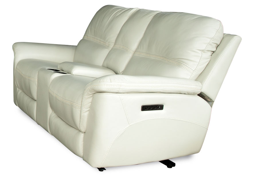 Cheers Santelli Ice Triple Power Leather Match Reclining Console Loveseat