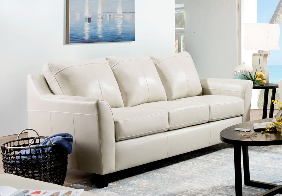 Lane Avery Cream Leather Match Sofa, Leather Couch Cream