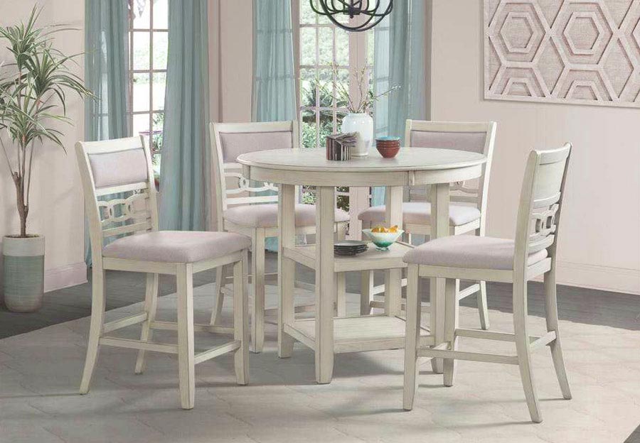 New Classic Gia Cream Round Counter-Height Table with Four Counter Chairs