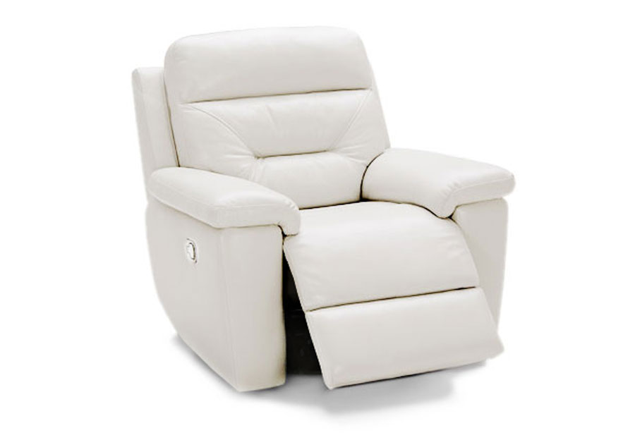 Kuka Grand Point Ivory Dual Power Leather Match Recliner