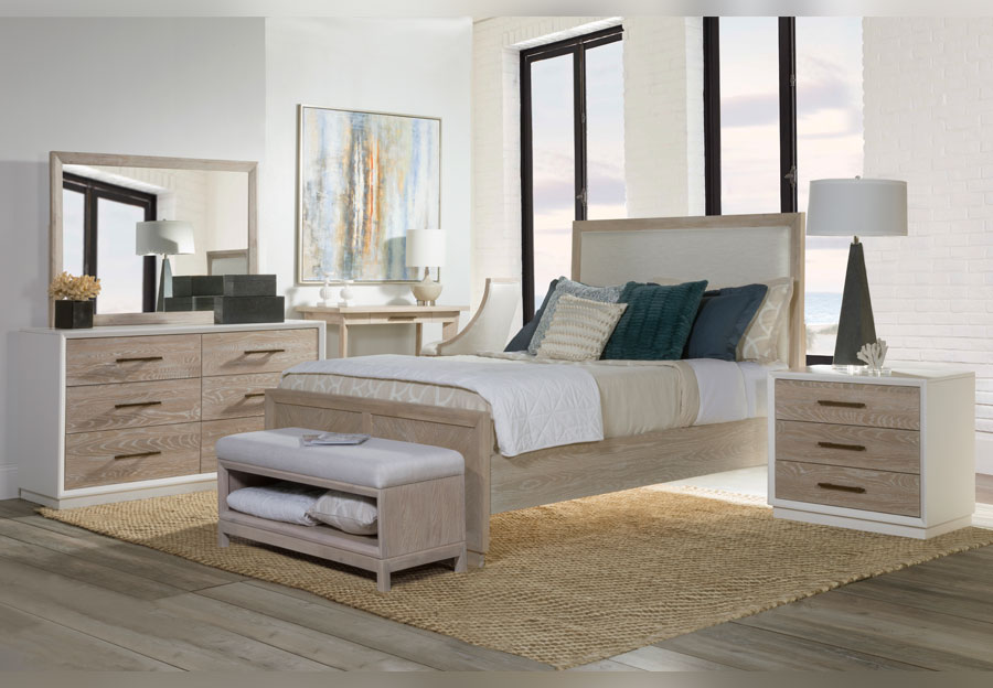 Panama Jack Boca Grande King Upholstered Bed, Dresser and Mirror