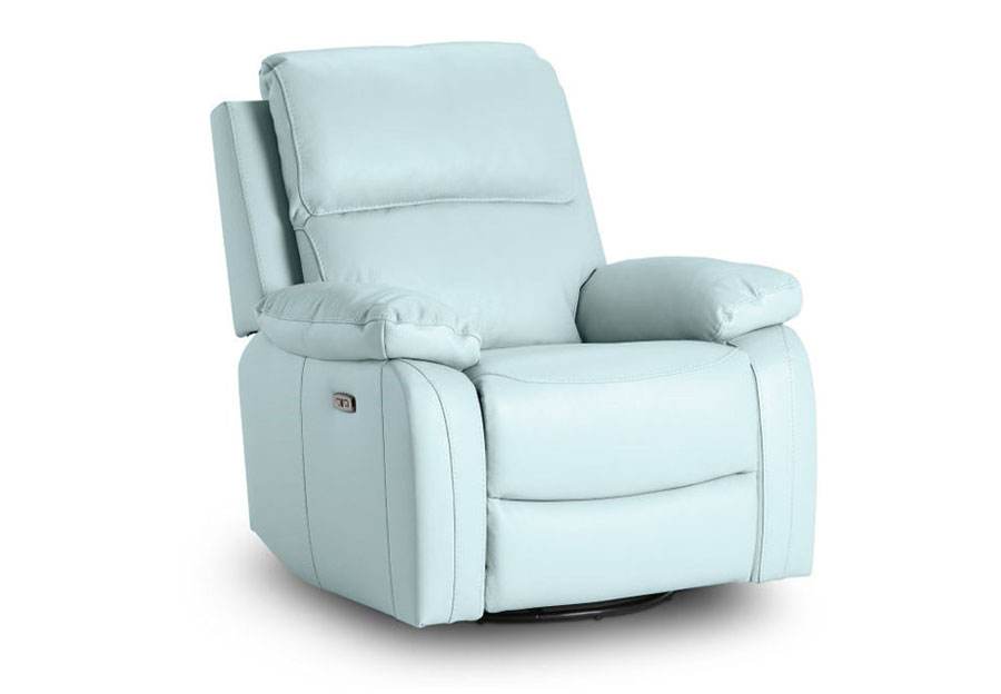 Furniture Warehouse Offers A Large, Blue Leather Recliners