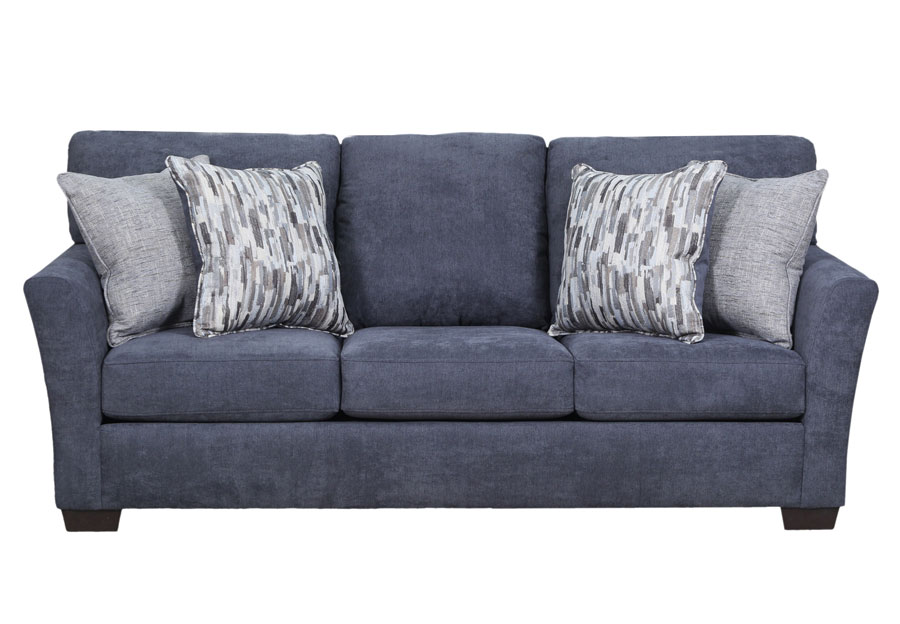 Lane Pacific Steel Blue Sofa and Loveseat with Highway Driftwood and Cruze Driftwood Pillows