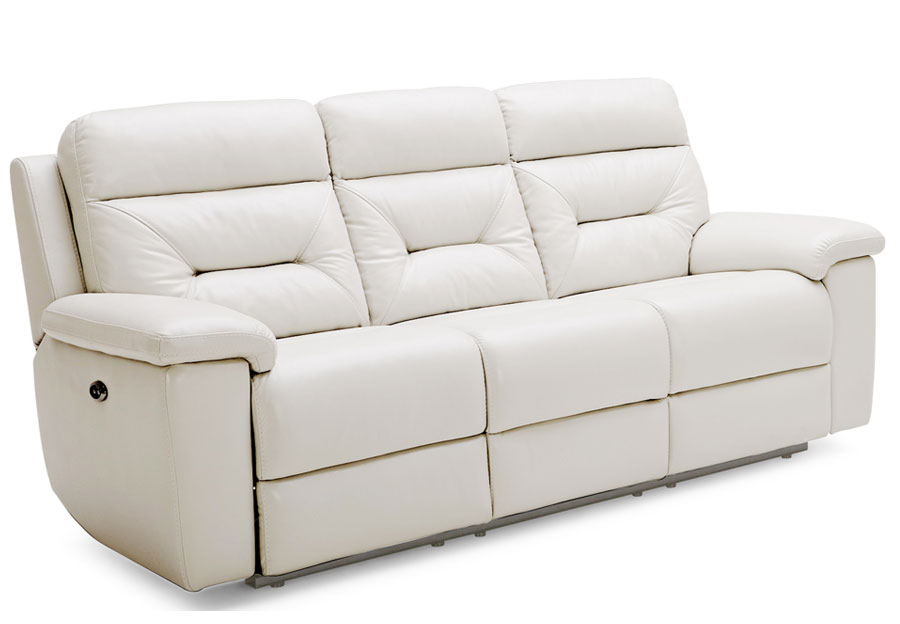Kuka Grand Point Ivory Power Leather Match Reclining Sofa and Reclining Console Loveseat