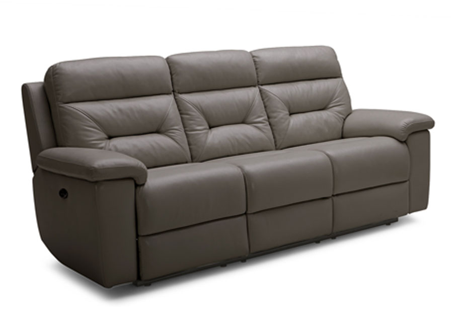 Kuka Grand Point Charcoal Manual Leather Match Reclining Sofa and Reclining Console Loveseat