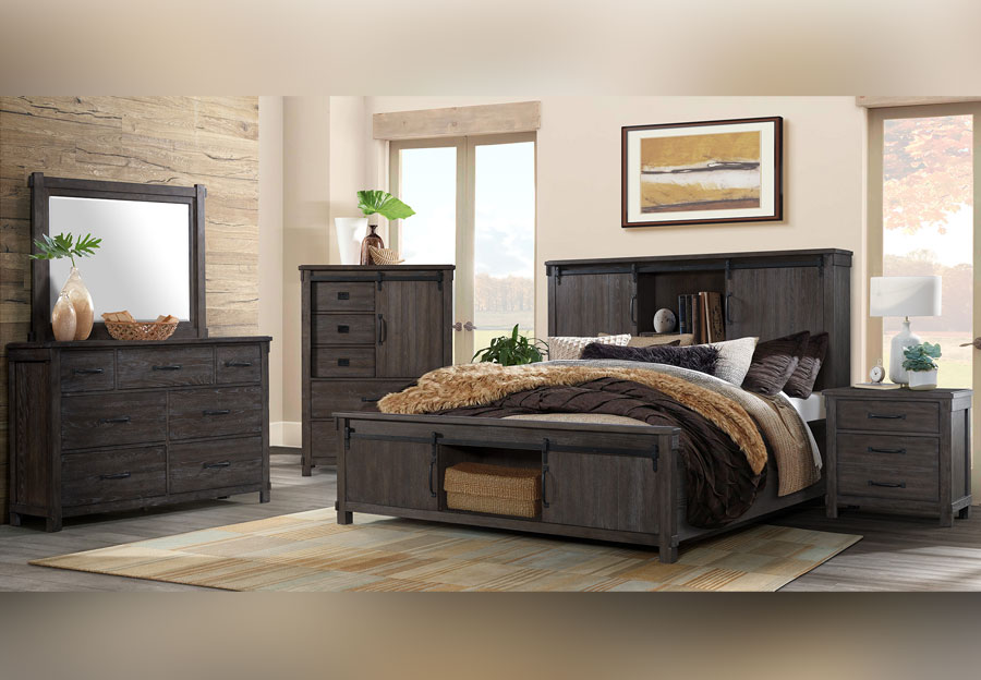 Elements Scott Brown Queen Bed, Dresser, and Mirror