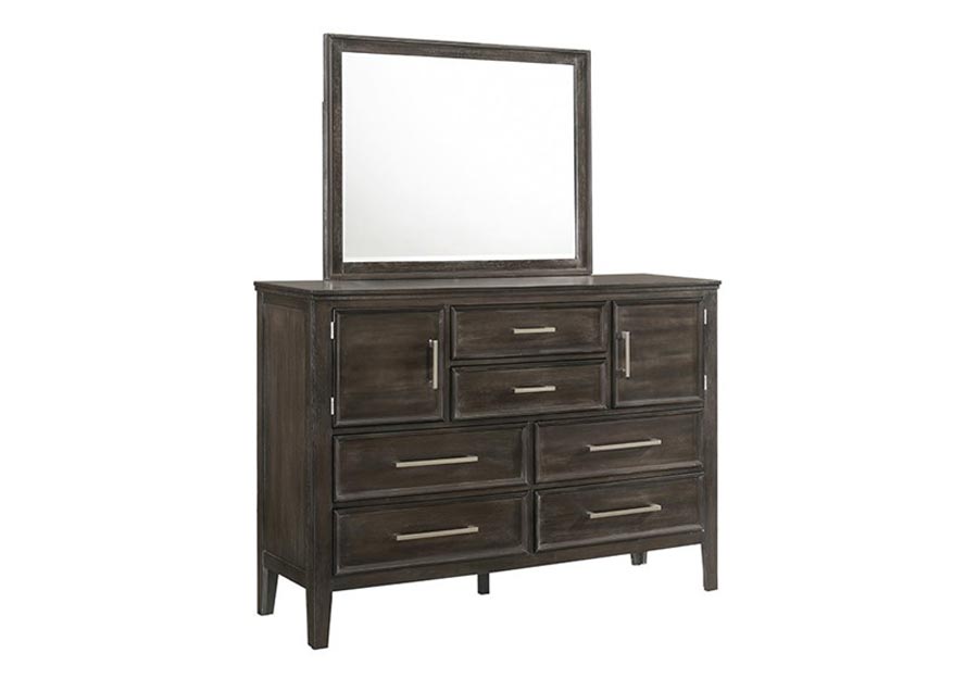New Classic Andover Nutmeg King Bed, Dresser and Mirror
