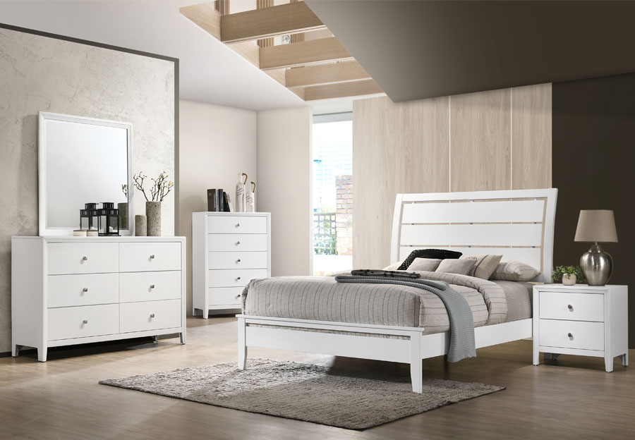 Lane Grant White Twin Bed, Dresser, and Mirror