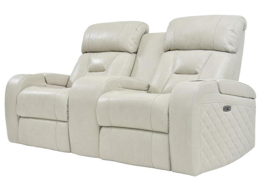 Synergy Luxe Transformer Cream Dual Power Reclining Leather Match Console Loveseat