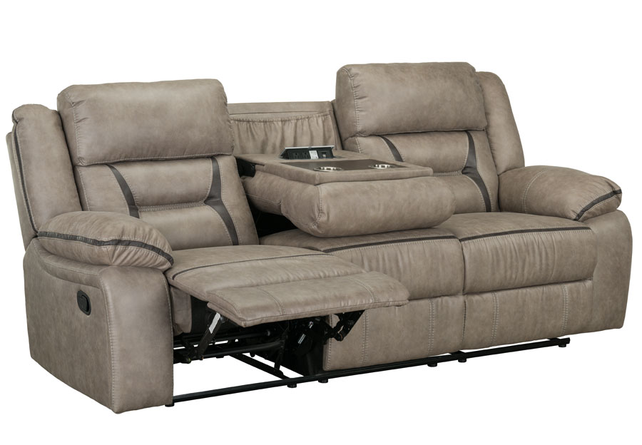 Lane Engage Taupe Reclining Sofa with Dropdown Table