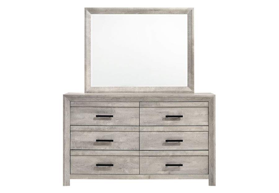 Elements Ellen White Queen Bed, Dresser, and Mirror