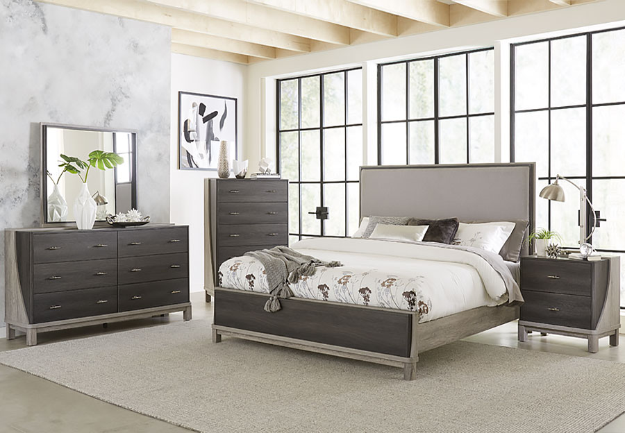Lifestyle Bel Air King Upholstered Bed, Dresser, and Mirror