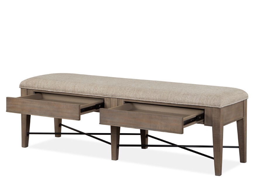Magnussen Paxton Place Pewter Dining Bench with Upholstered Seat
