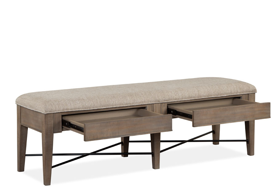 Magnussen Paxton Place Pewter Dining Bench with Upholstered Seat