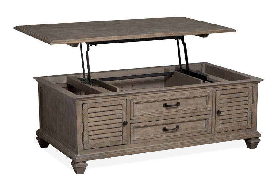 Magnussen Lancaster Pewter Lift Top Storage Cocktail Table with Casters
