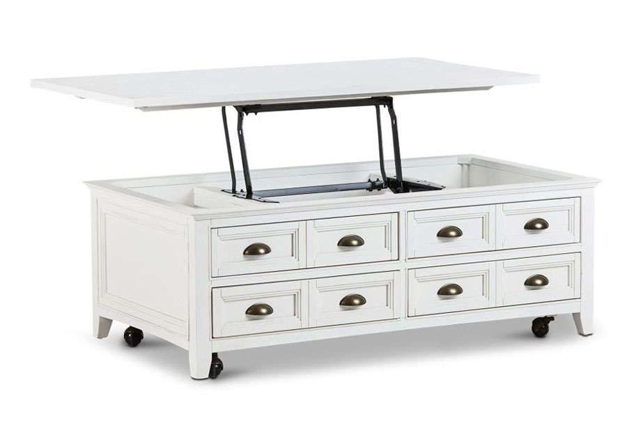 Magnussen Heron Cove White Lift Top Storage Cocktail Table