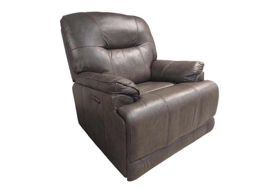 Kuka Loxley Charcoal Dual Power Leather Match Swivel Glider Recliner