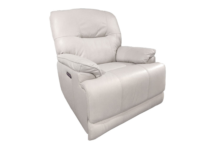 Kuka Loxley Ivory Dual Power Leather Match Swivel Glider Recliner