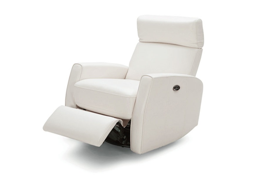 Kuka Kai Coconut Milk Power Leather Match Swivel Glider Recliner