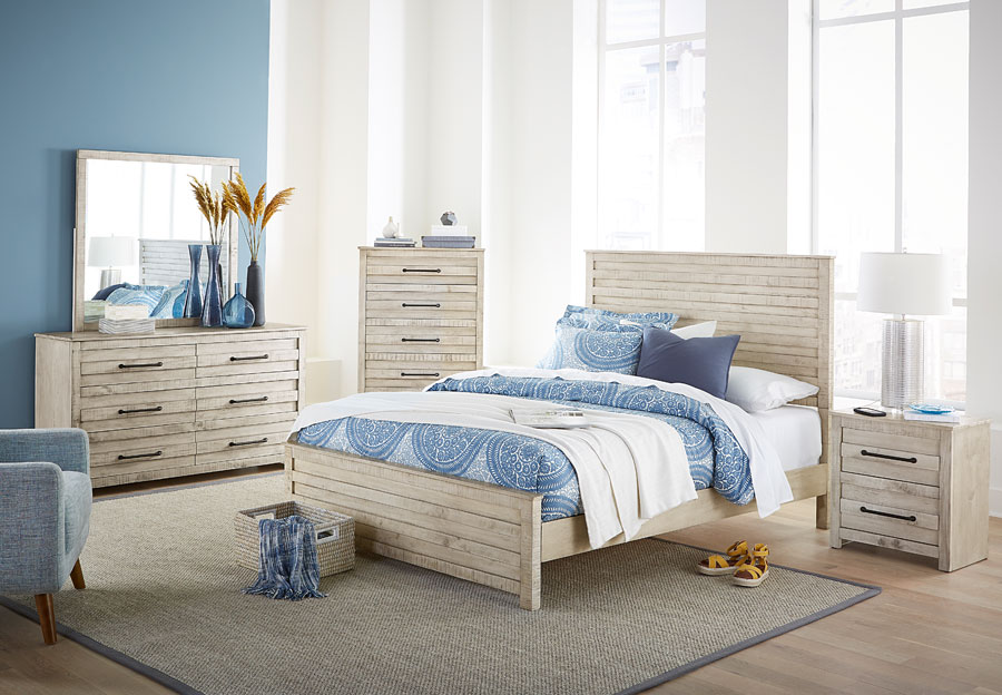 Hilale Villa Distressed White Queen, Distressed White Queen Bed Frame
