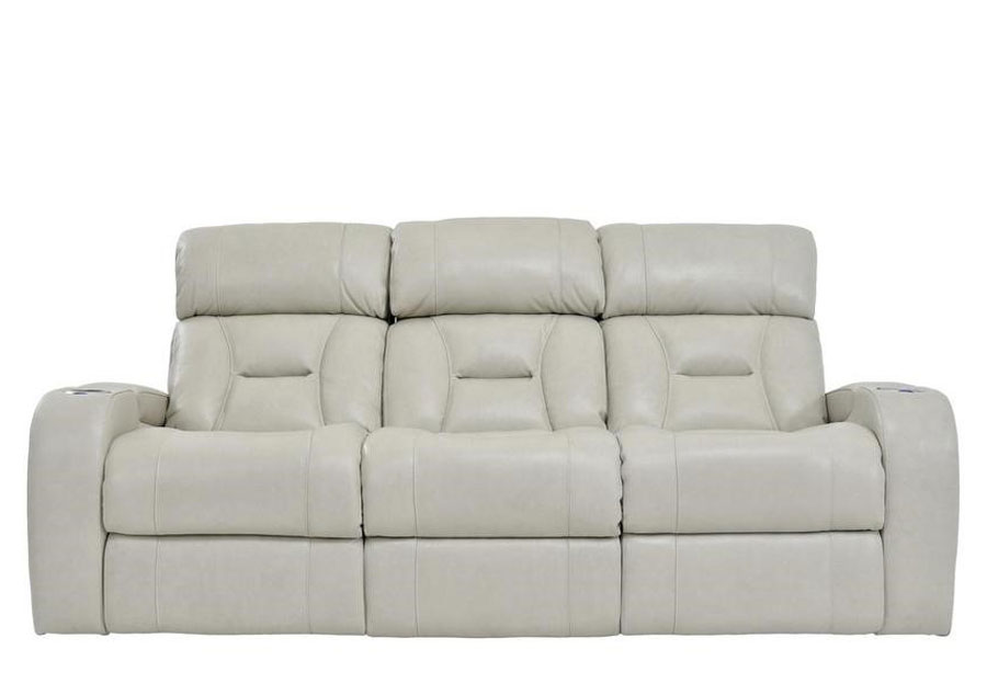 Synergy Luxe Transformer Cream Dual Power Leather Match Reclining Sofa and Reclining Loveseat
