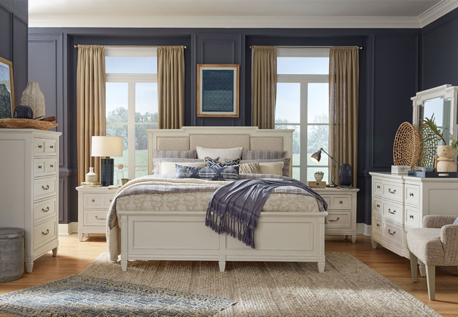 Magnussen Willowbrook White King, King Bedroom Furniture Set Upholstered Headboard