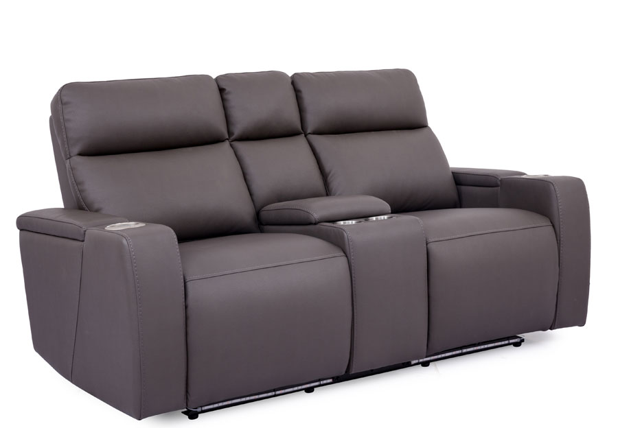 Cheers Lonzo Transformer Grey Dual Power Reclining Sofa and Reclining Console Loveseat
