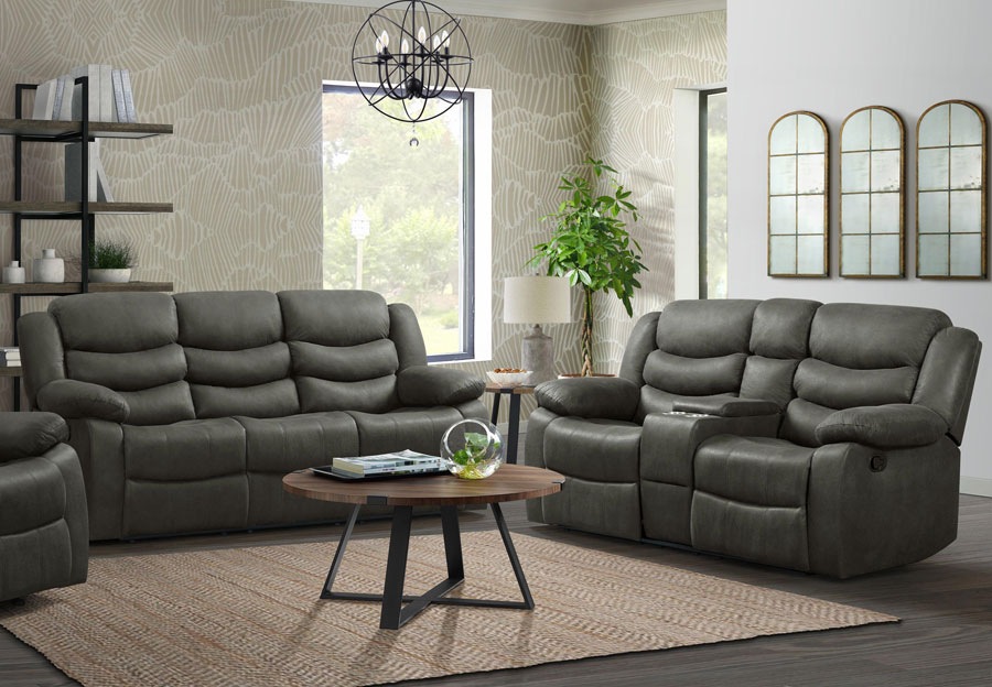 Lane Expedition Shadow Grey Manual Reclining Sofa and Reclining Console Loveseat