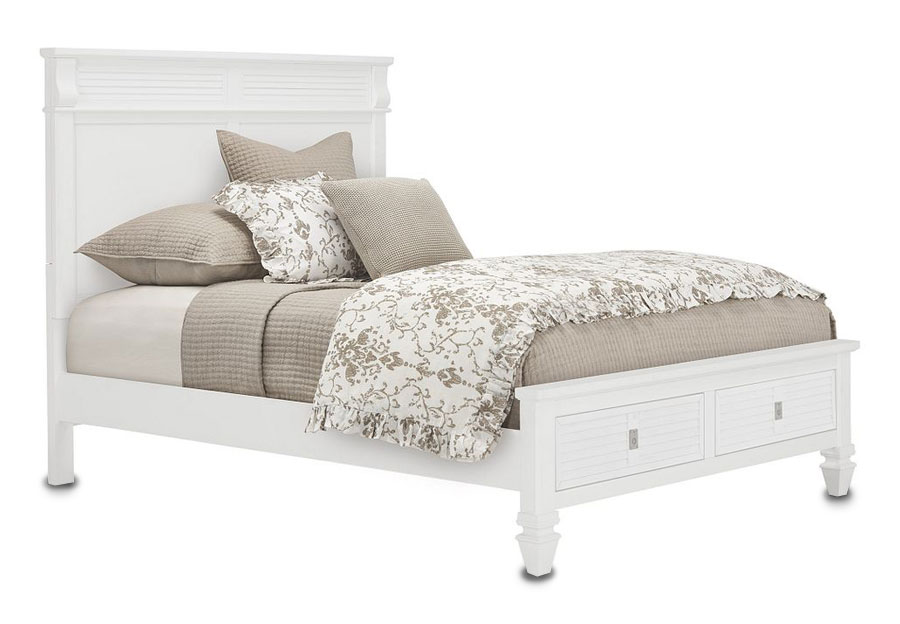 Lifestyle Compass White Queen Panel Storage Bed, Dresser, and Mirror 