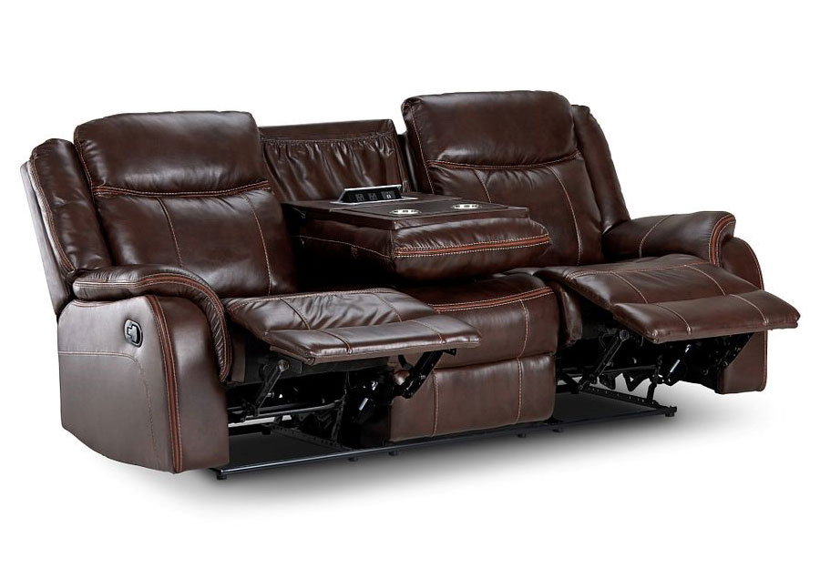 Lane Carrera Brown Glider Reclining Sofa with Dropdown Table