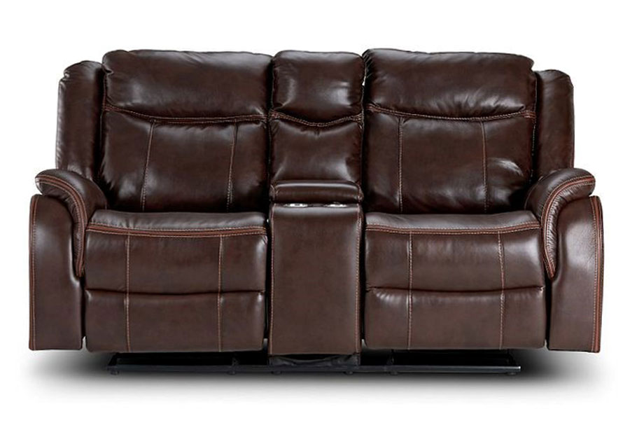 Lane Carrera Brown Power Glider Reclining Loveseat with Center Console