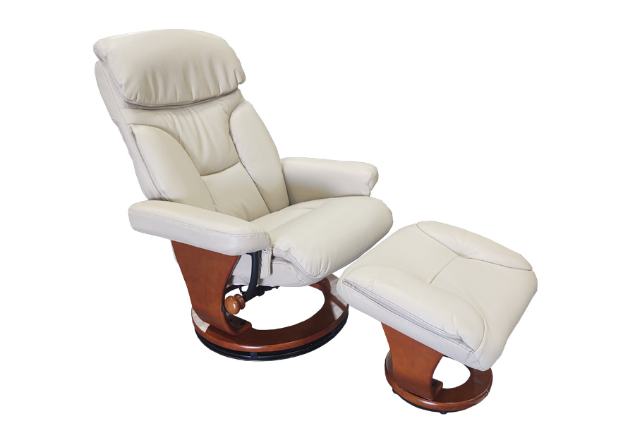 Furniture Warehouse Offers A Large, Leather Swivel Recliner Chair With Ottoman