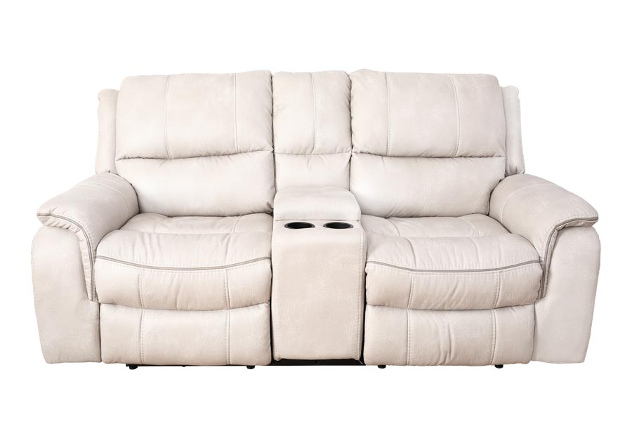 Cheers Cayman Snow Manual Reclining Loveseat with Console
