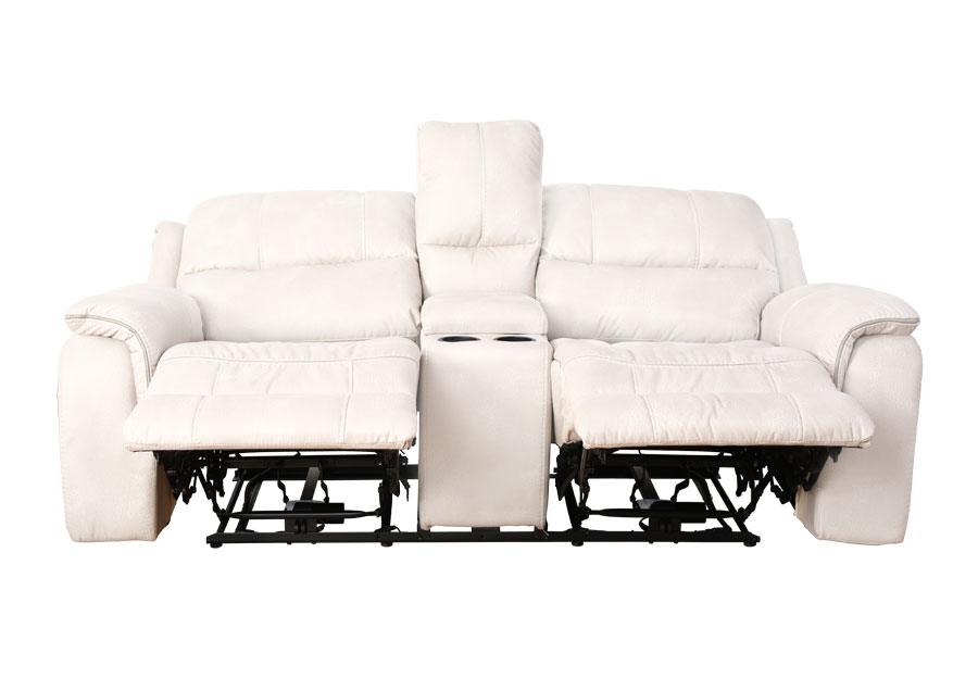 Cheers Cayman Snow Manual Reclining Loveseat with Console