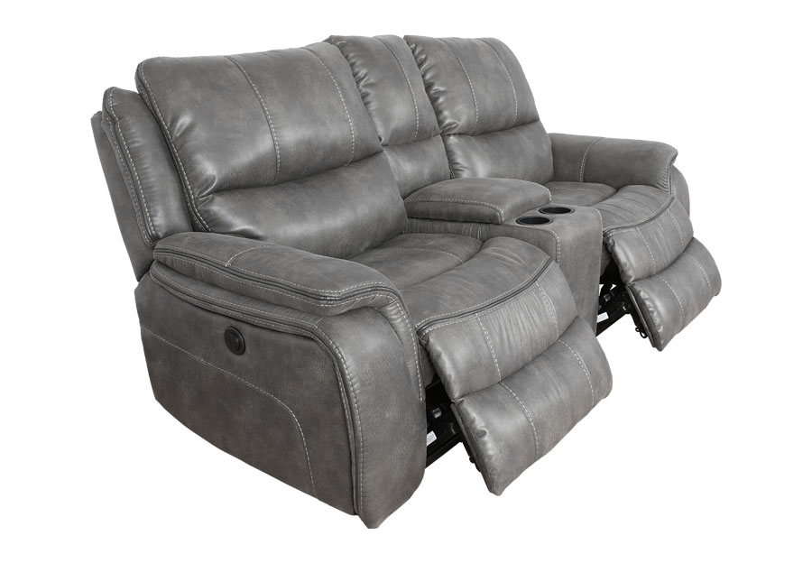 Cheers Cayman Gunmetal Power Reclining Loveseat with Console