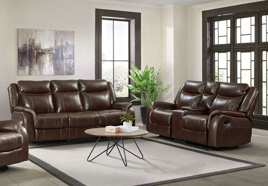 Lane Carrera Brown Reclining Sofa and Reclining Console Loveseat